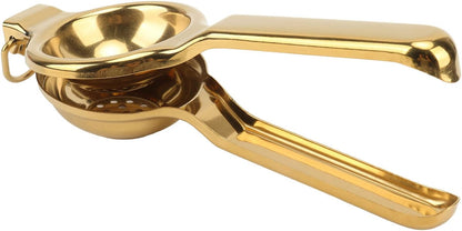 Stainless Steel Lemon Squeezer, Manual Citrus Juicer with Long Ergonomic Handle, Gold Finish – Juice Press for Lemons, Limes, Oranges