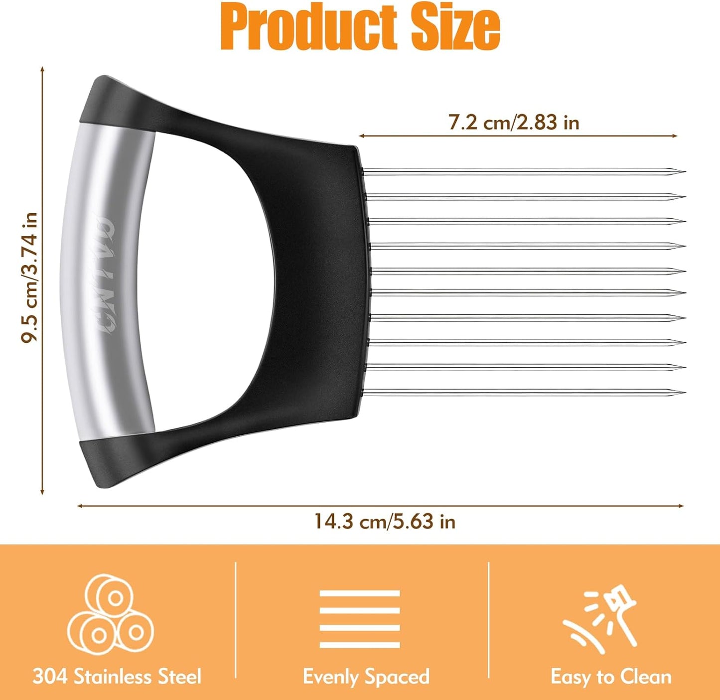 Onion Holder for Slicing, Stainless Steel Onion Slicer, Onions Slicer Holder with Protective Cover, Multi-Use Vegetable Chopper for Onions Tomatoes Avocados Potato Eggs Kiwifruit Meat Lemon