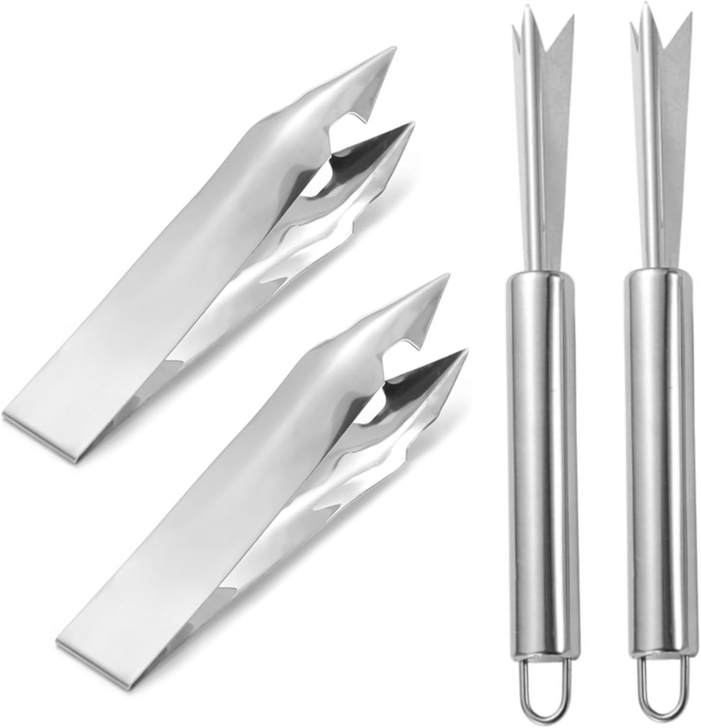 4 Pcs Pineapple Eye Remover Tool Set, Stainless Steel Pineapple Peeler and V-Shape Pineapple Cutter Knife, Multifunction Pineapple Tool for Kitchen, Fruit Store, or Home Use