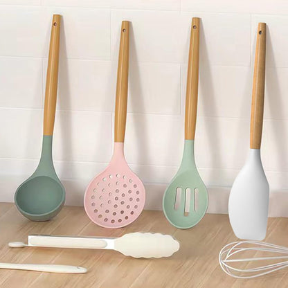 oannao Silicone Cooking Utensils Kitchen Utensil Set - 446°F Heat Resistant Silicone Kitchen Utensils Set, Spatula,Turner Tongs, Spoon, Whisk,Kitchen Gadgets for Nonstick Cookware, BPA Free (Gray)