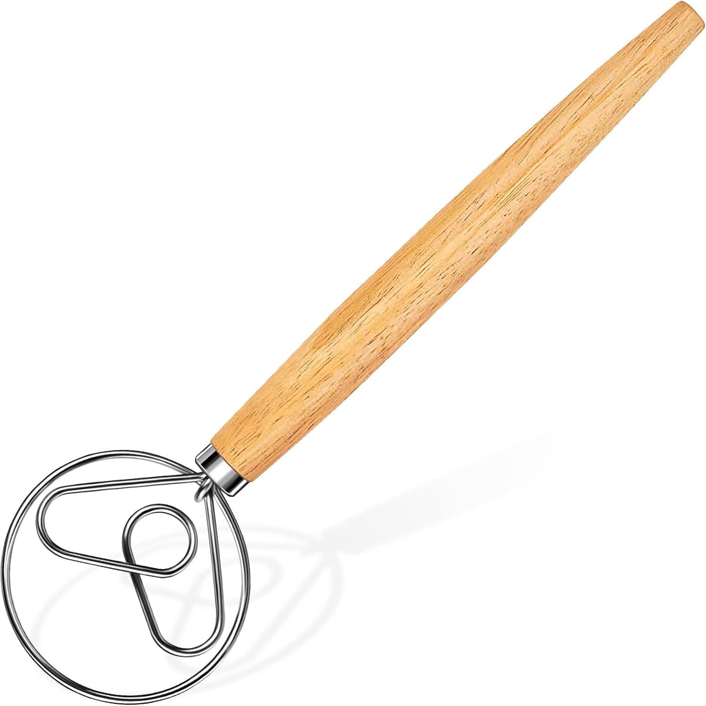Danish Dough Whisk Stainless Steel Dough Hook Dutch Whisk for Sourdough Bread Dough Mixer Hand Wooden Handle Kitchen Whisking Mixing Tool Bread Making Tools and Supplies (3 Pack Black)