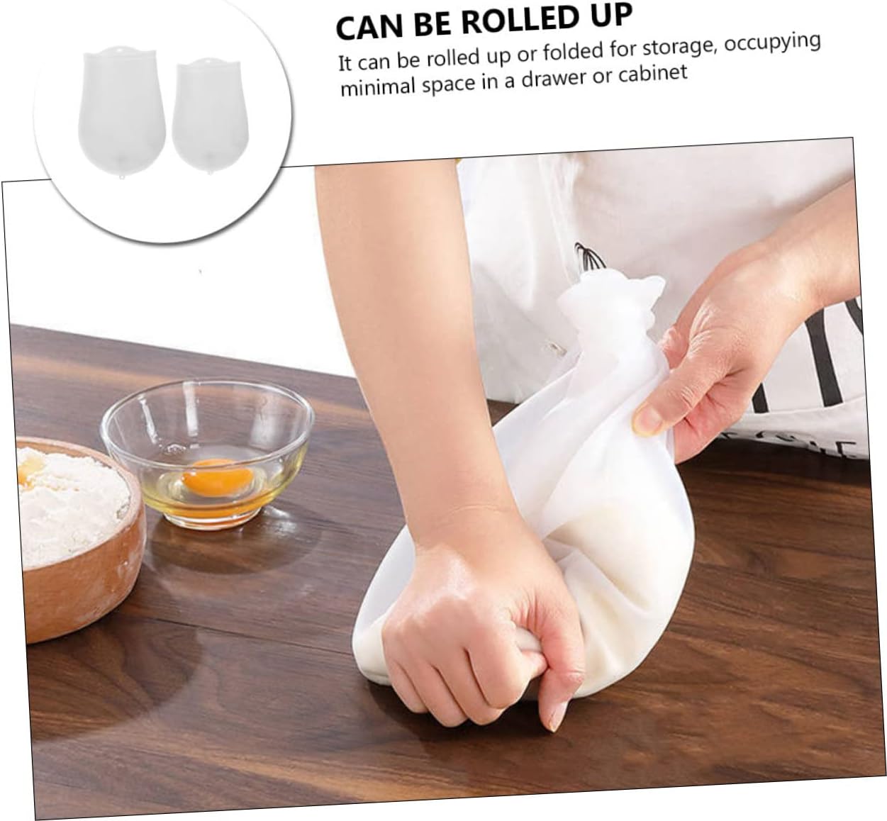 Zerodeko 2pcs Food-grade Silicone Dough Kneading Bags Cable Tie Thickened Non-stick Pastry Blender Pouch for Baking and Marinating Kitchen Supplies