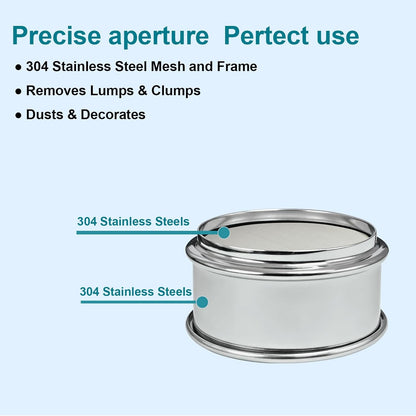Full 304 Stainless Steel Mesh Sieve Screen, LVDALAB 100 Mesh (0.15mm) Aperture, 2.4inch(6CM) Dia Standard Sample Analysis Test Sieves Sifters Strainer for Industrial Laboratory Homes