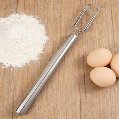 Danish Dough Whisk with 1 Scraper, 12" Stainless Steel Sourdough Mixer Tool for Sourdough Starter, Bread Whisk Tool for Pizza Bread Cake Mixing & Cooking(COLOR:Silver, white)
