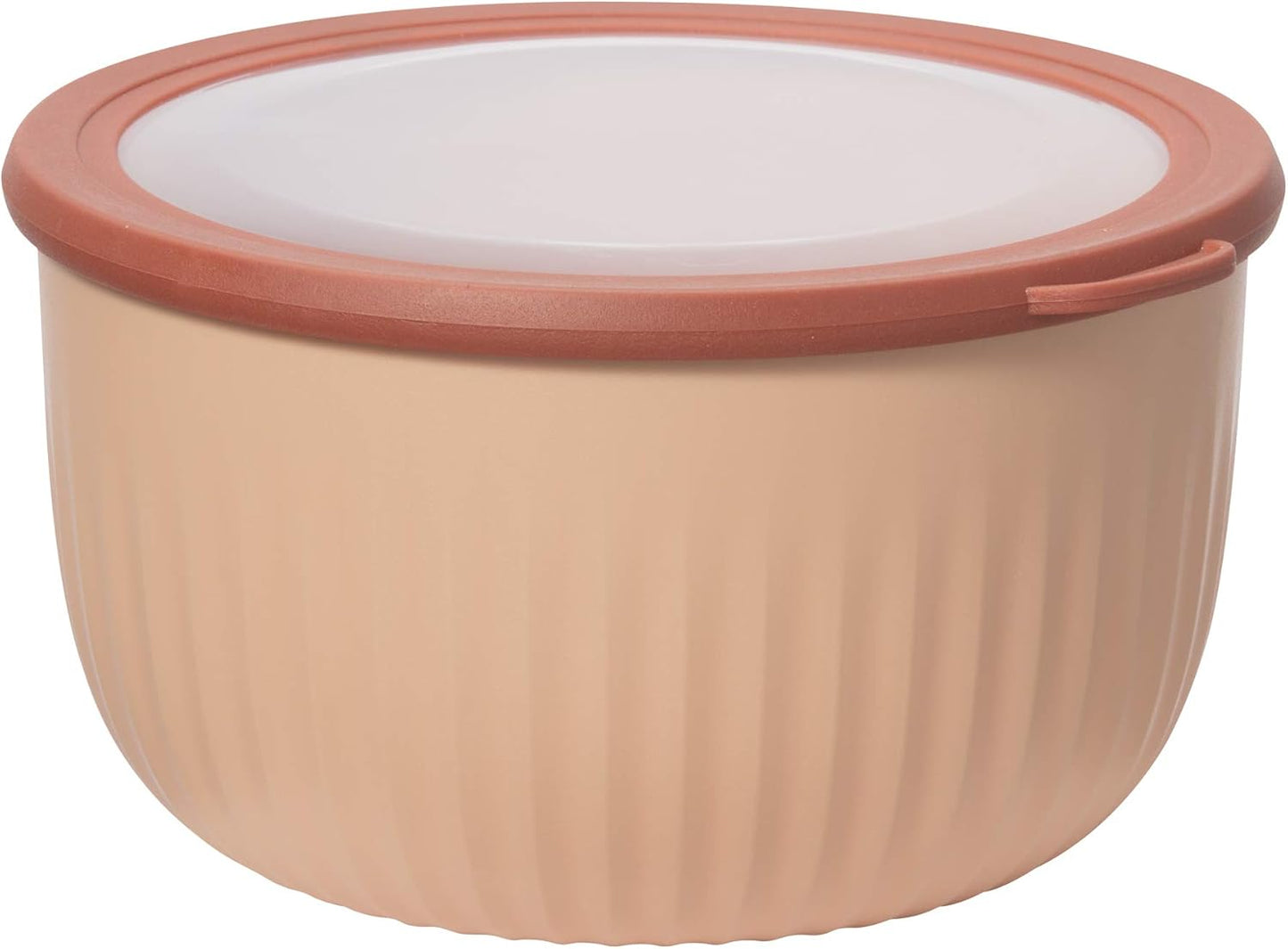 Oggi Prep, Store & Serve Plastic Bowl w/See-Thru Lid- Dishwasher, Microwave & Freezer Safe, (4 qt) White/Aqua