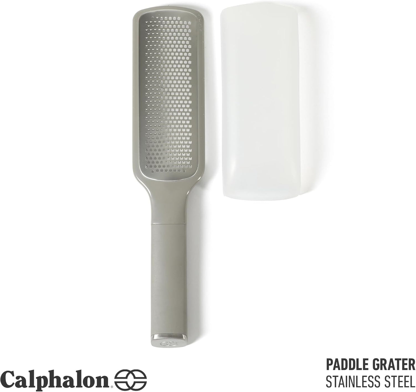 Calphalon Edge 2 Piece Stainless Steel Handheld Cheese Grater and Lemon Zester W/Covers & Rubber Handles - Navy Blue