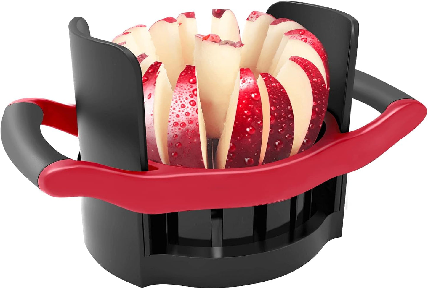 OOKUU Extra-Large Apple Slicer & Corer – 16-Blade Heavy Duty Stainless Steel Apple Cutter, Safe & Quick Apple Divider for Apples, Pears & More, with Clear Catch Bowl