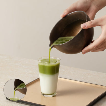 Matcha Whisk Set, Matcha Set with Ceramic Matcha Bowl, Bamboo Whisk & Holder, Sifter, Tea Scoop (Black Gold)