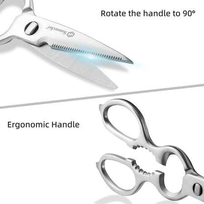 Sunnecko Kitchen Scissors All Purpose Heavy Duty Scissors Titanium Coated, Kitchen Shears for Food, Micro Serrated with Detachable Blades