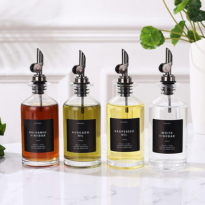 Molimoli - Premium Olive Oil Dispenser Bottles for Kitchen with Pourer - Oil and Vinegar Dispenser Set, Glass Dispenser for Kitchen, Dispenser Bottle of 350ml - Set of 2