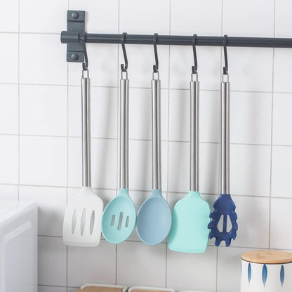 COOK WITH COLOR Silicone Cooking Utensils, Kitchen Utensil Set, Easy to Clean Silicone Kitchen Utensils, Cooking Utensils for Nonstick Cookware, Kitchen Gadgets Set, 10 Pieces, Green