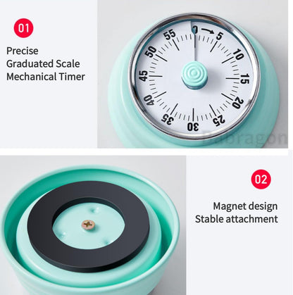Kitchen Timer, Magnetic Visual Countdown Timer with Loud 72dB Alarm Mechanical Analog Dial for Cooking Baking Home Gym Office