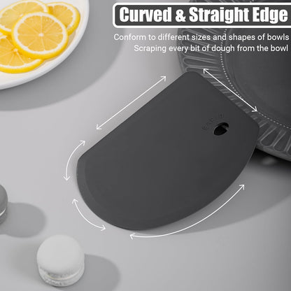 Silicone Dough Scraper with Stainless Steel Sheet, Curved Edge Flexible Bowl Scraper for Baking, Food Grade Silicone Bench Scraper for Sourdough Bread Proofing Basket, 5.98"×4.3", Mint Green, SAPID