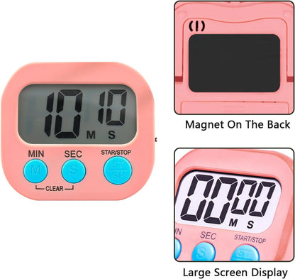 Small Digital Timer for Kitchen Cooking Baking Sports Office Meeting Multi-Function Count Up Countdown Magnetic Backing and ON/Off Switch Desk Electronic Timer (Black)