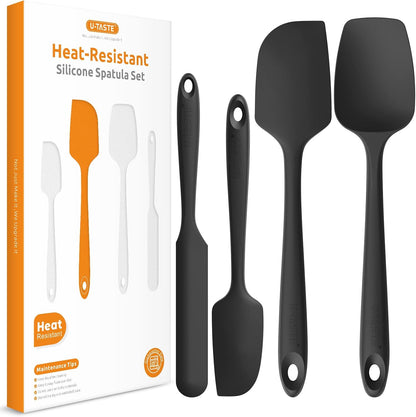 Heat Resistant Silicone Spatula Set: U-Taste 600ºF High Temp Seamless Food Grade Utensil, Flexible Rubber Silicon Kitchen Cooking Mixing Baking Scraper for Nonstick Cookware Set of 4 (Aqua Sky)