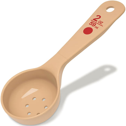 Carlisle FoodService Products Measure Miser Plastic Perforated Measuring Spoon with Short Handle, 2 Ounces, Beige