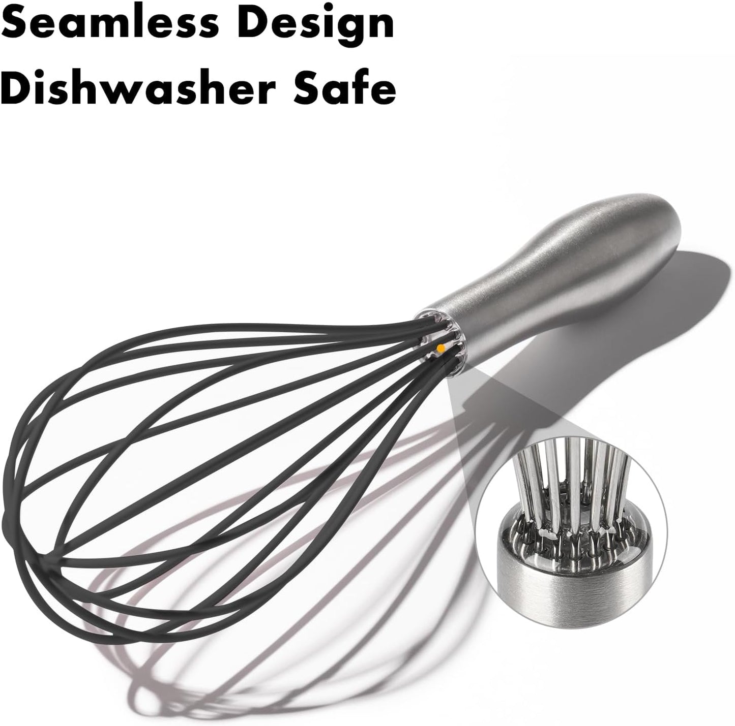 OYV 18/10 Stainless Steel Whisk, Ergonomic Handle, Dishwasher Safe Metal whisk, Professional Whisk for Kitchen Cooking, Perfect for Blending, Whisking, Baking, and Beating, 10-Inch Wire Wisk