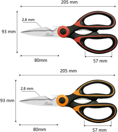 Kitchen Shears, Acelone Premium Heavy Duty Shears Ultra Sharp Stainless Steel Multi-function Kitchen Scissors for Chicken/Poultry/Fish/Meat/Vegetables/Herbs/BBQ… (Red black)