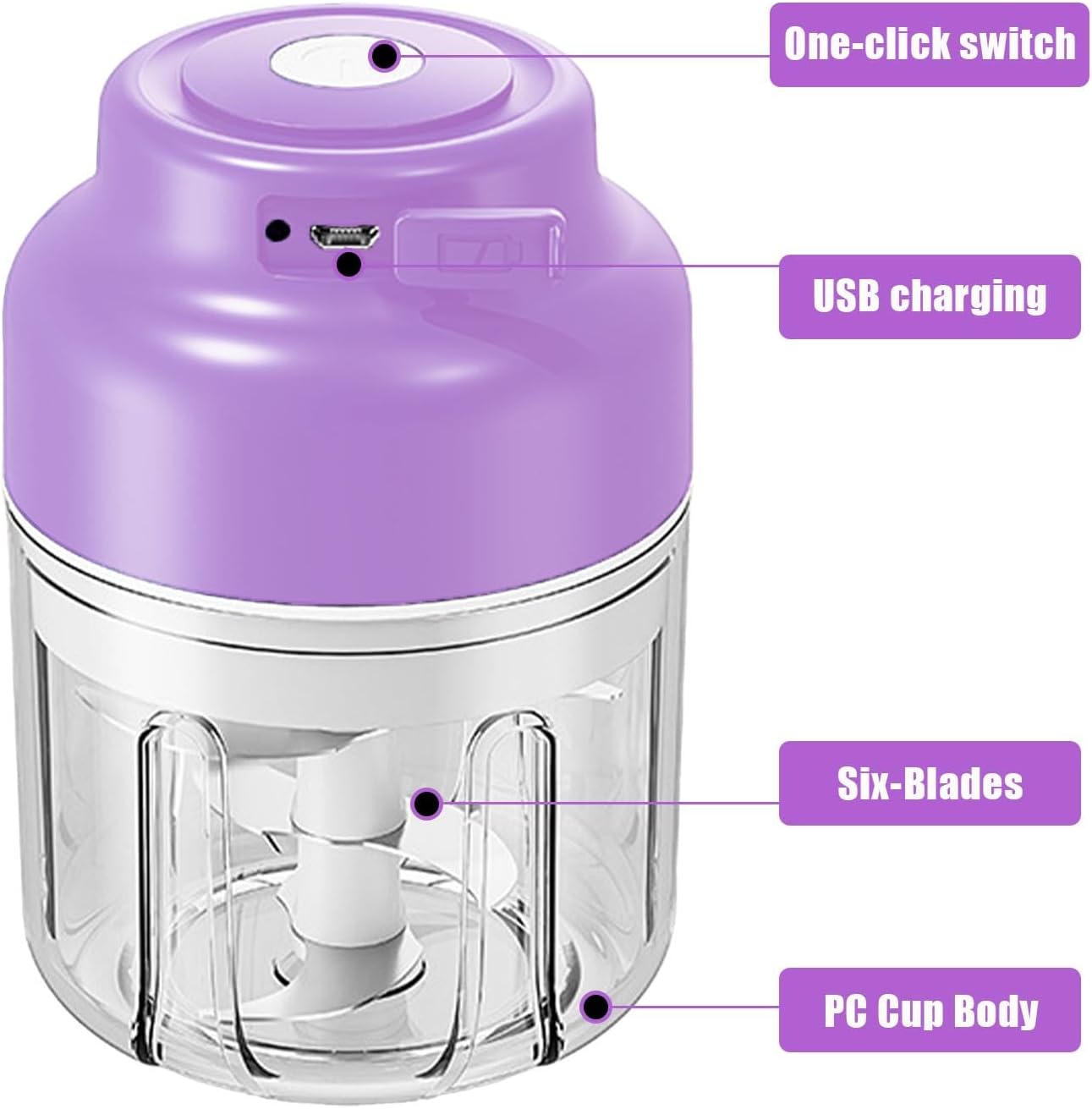 Electric Garlic Chopper, 320ML Portable Veggie Chopper, Rechargeable Vegetable Chopper,Garlic Grinder Masher Onion Chopper, Blender to Vegetable, for Ginger, Nuts,Chili, Fruit, Meat and Spices