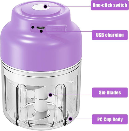 Electric Garlic Chopper, 320ML Portable Veggie Chopper, Rechargeable Vegetable Chopper,Garlic Grinder Masher Onion Chopper, Blender to Vegetable, for Ginger, Nuts,Chili, Fruit, Meat and Spices