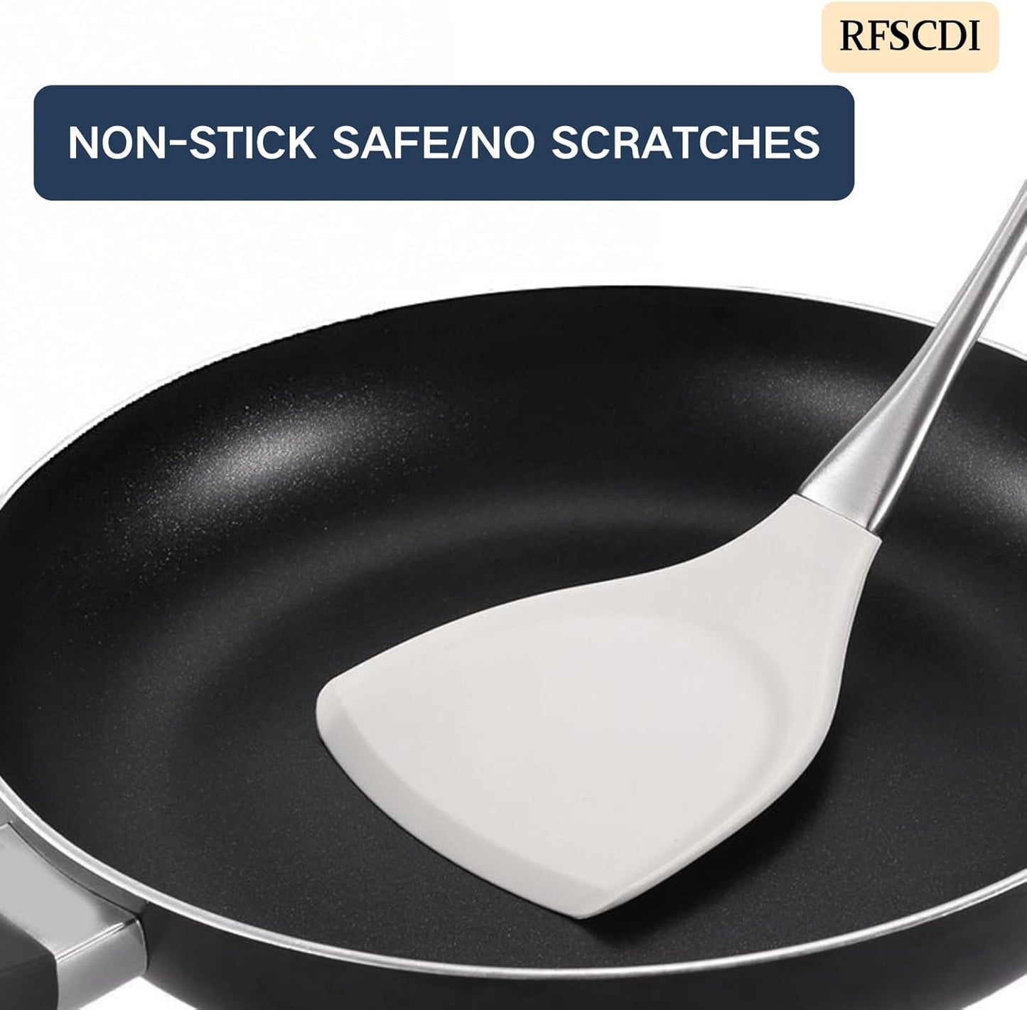 Elegant White Gold Silicone Cooking Utensils Set - Non-Toxic, Dishwasher Safe Kitchen Utensils Set with Heat Resistant Comfort Handles - Includes Spatula & Spoon for Nonstick Cookware