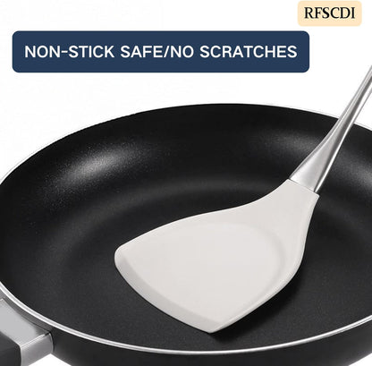 Elegant White Gold Silicone Cooking Utensils Set - Non-Toxic, Dishwasher Safe Kitchen Utensils Set with Heat Resistant Comfort Handles - Includes Spatula & Spoon for Nonstick Cookware
