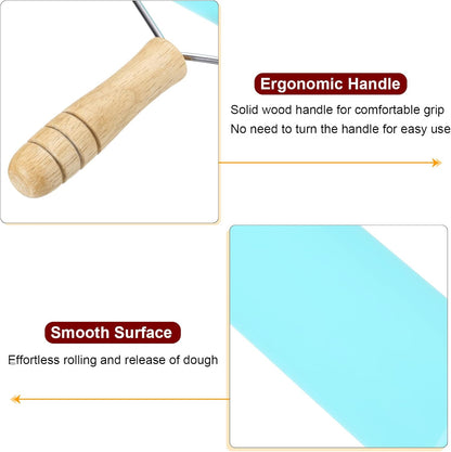 HARFINGTON 2pcs Rolling Pin 7.6" x 1.69" Silicone Roller Wood Handle Non-Stick Fondant Roller Dough Roller Rolling Pins for Baking Cookie Pastry Clay, Gray
