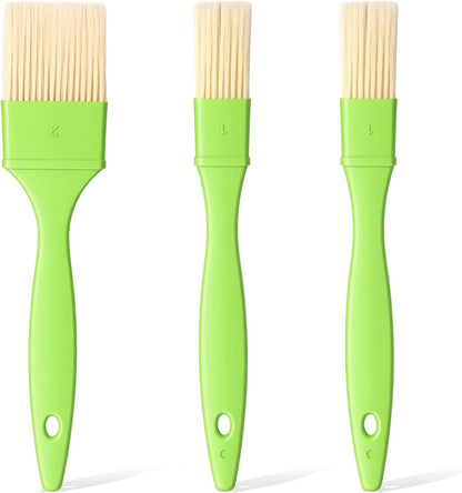 3 PCS Food Brushes for Cooking, 1/1/2 Inch Baking Brush for Cooking Heat Resistant Bristle Basting Brushes with Hang Hole Design for Kitchen Baking Grilling Marinade Butter, Green