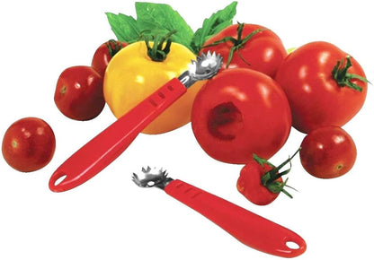 3 Pcs Tomato Huller Corer Stainless Steel Strawberry Stem (Red)