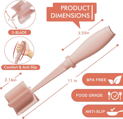 Upgrade Meat Chopper, Heat Resistant Meat Masher for Hamburger, Ground Beef Smasher, Nylon Hamburger Grinder Utensil for Ground Beef, Non Stick Mix Ground Chopper, Mix and Chop Potato Masher Tool
