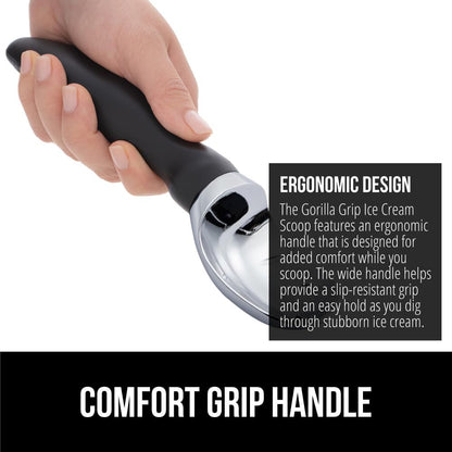 GORILLA GRIP® Heavy Duty Ice Cream Scoop, BPA-Free, Dishwasher Safe, Comfortable Zinc Alloy Handle, Professional Scooper for Hard Gelato, Sorbet, Cookie Dough, Melon, Round Cones, Kitchen Tool, Blue