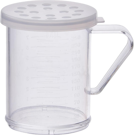 Winco 10oz Dredge with Clear Snap-on Lid, Extra Large Hole