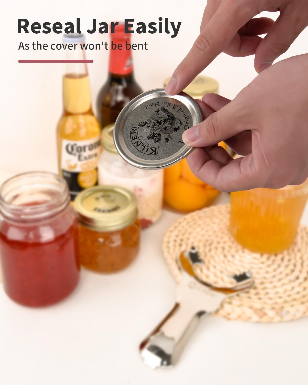 CYDW Mason Jar Opener Tool with Soft Touch Handle, No Lid Dents or Damage, Can Opener Manual Multi-Purpose, Easy Twist Manual Handheld Top Remover, Canning Supplies, Bottle Opener, Made for Lifetime