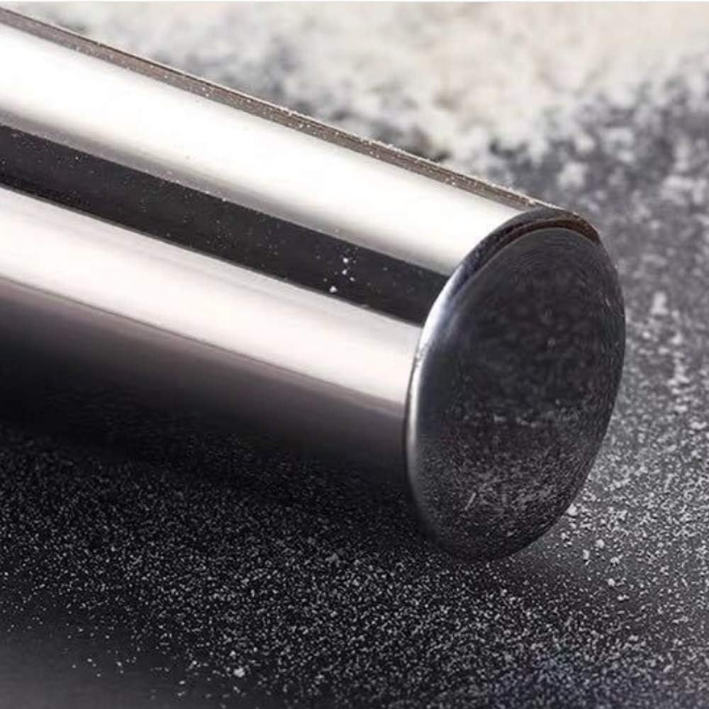 Smooth Stainless Steel Rolling Pin for Baking Fondant, Pizza, Pie, Pastry, Pasta, Dough, Cookies (12.8in)
