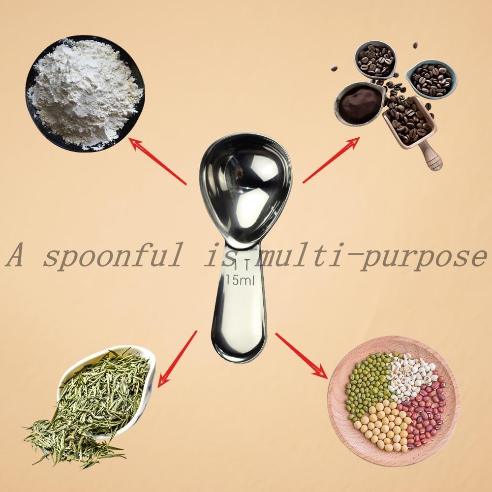 CoaGu Short Handle Coffee Scoop 15ml (1 Tbsp) - Stainless Steel Measuring Spoon for Ground Coffee, Spices & Protein Powder - Compact Design Fits Small Jars, Dishwasher Safe & Rust-Resistant