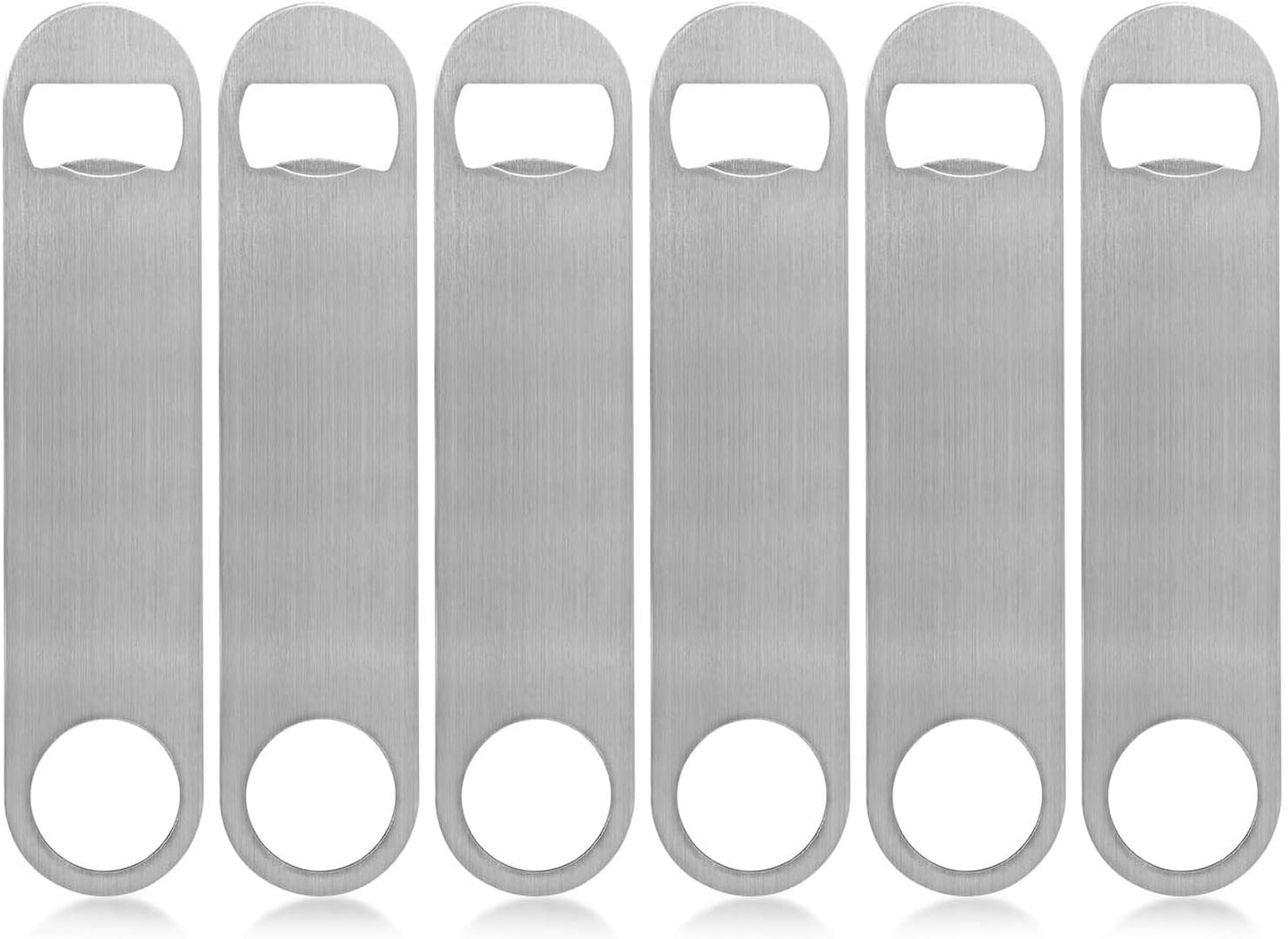 KISEER Heavy Duty Stainless Steel Flat Bottle Opener, 6 Pack Beer Bottle Opener for Kitchen, Bar or Restaurant