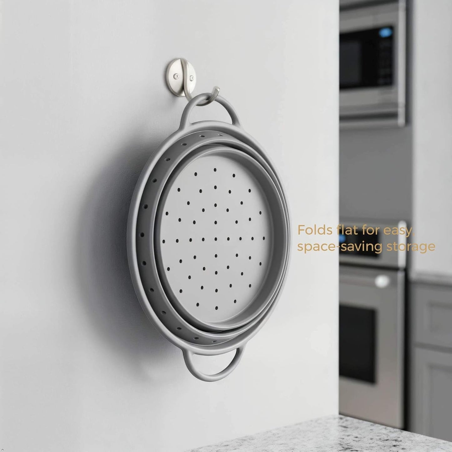2-Quart Silicone Collapsible Colander – For Kitchen Use, Pasta Strainer, Strainers & Collapsible Strainers (Slate Gray, 2-Quart)