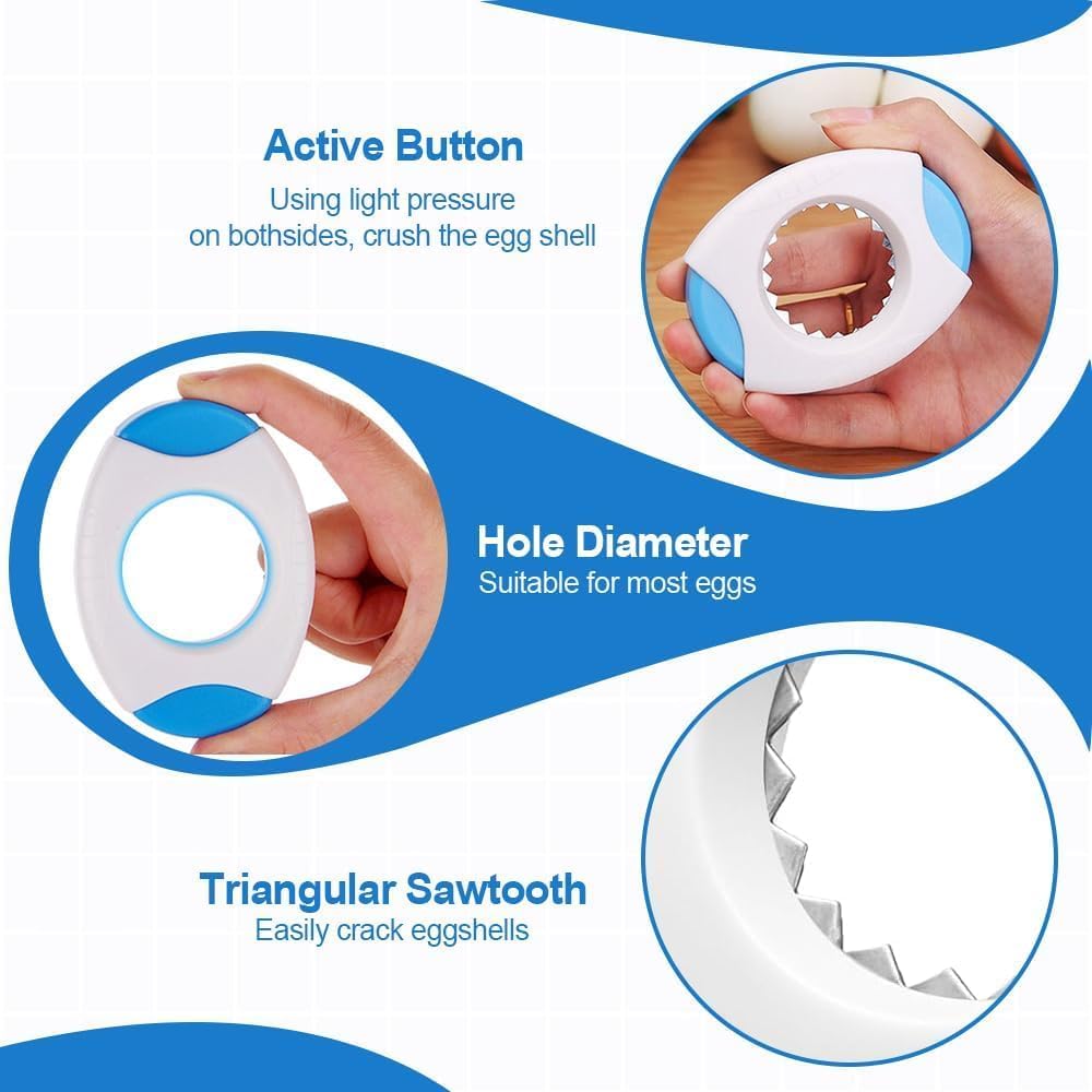 Shell Opener and Cutter - Topper Tool for Boiled Eggs - Quick Peeler for Cooked Tops, Kitchen Scissors Cracker, Separator, Blue Handheld Tool