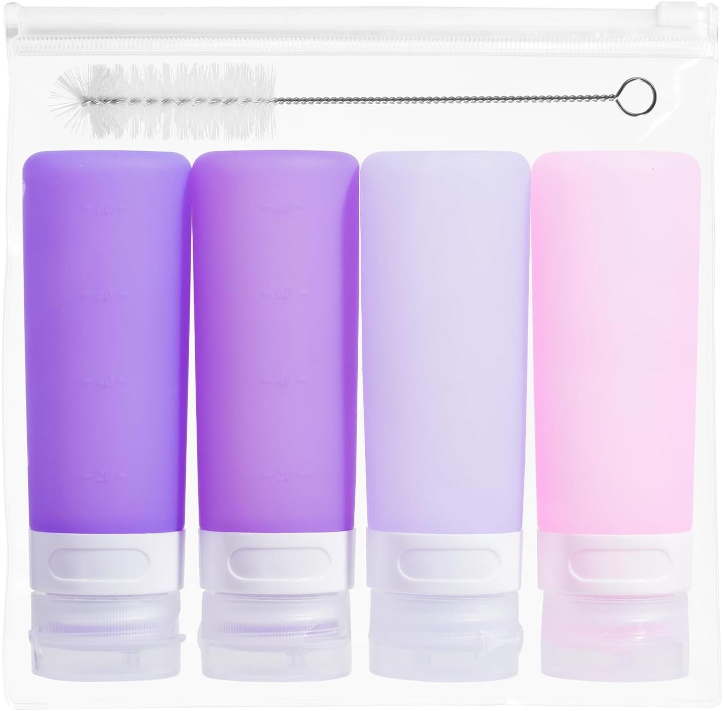 MICEBAY Condiment Squeeze Bottles for Sauces, 2-oz Mini Silicone Salad Dressing Container to Go with Reusable Sandwich Bag, Leakproof Ketchup Bottle for Bento Lunch Box, 4 Pack, Candies