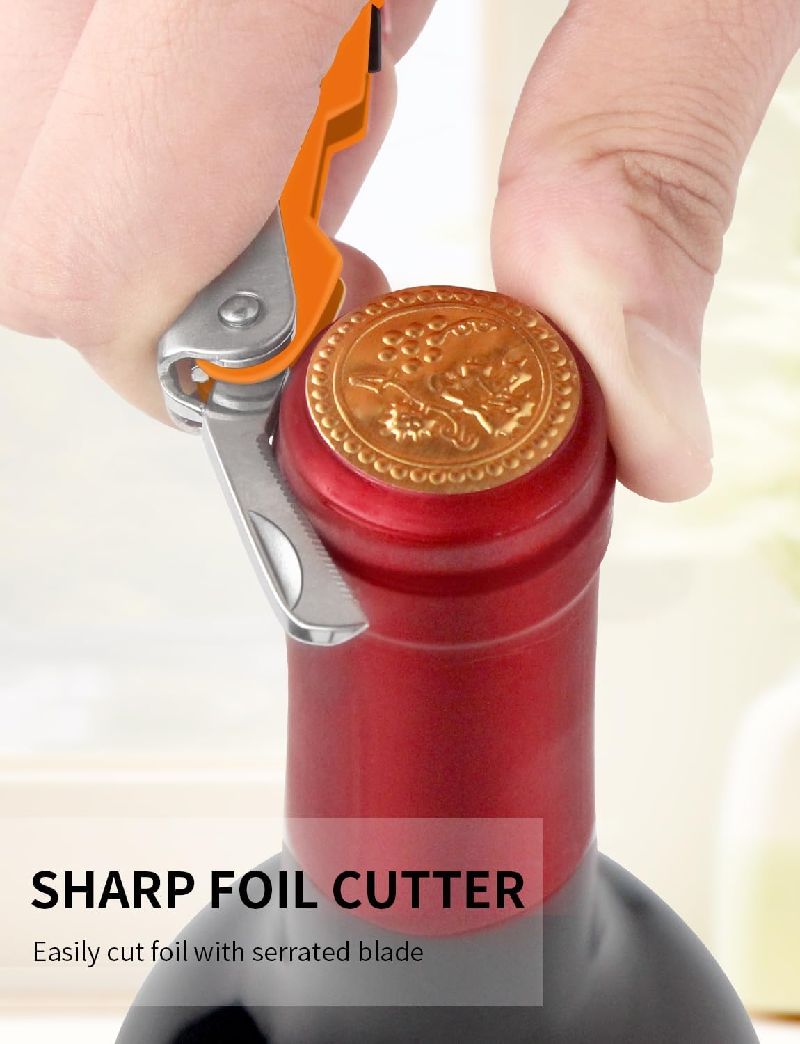 CORKAS Wine Key - Professional Handcrafted Heavy Duty Waiter Corkscrew, Compact Wine Opener with Double Hinged, Foil Cutter and Bottle Opener, Gifts for Servers, Sommelier, Bartenders - Red