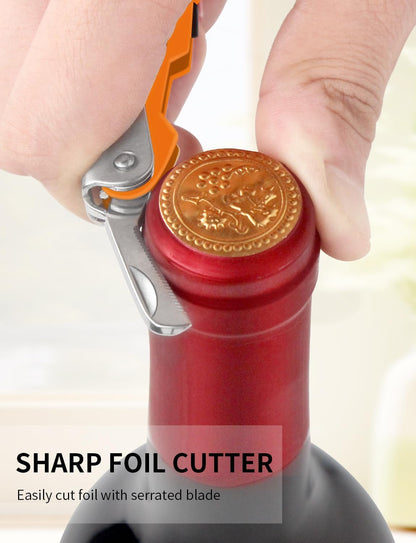 CORKAS Wine Key - Professional Handcrafted Heavy Duty Waiter Corkscrew, Compact Wine Opener with Double Hinged, Foil Cutter and Bottle Opener, Gifts for Servers, Sommelier, Bartenders - Red