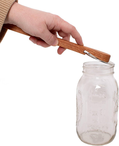 Lehman's Wooden Canning Lid Opener Helps Open Stubborn Canning Jar Lids Without Damage, Amish Made Solid Oak, 10.25 inch