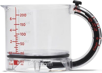 Dreamfarm Upcup All-in-1 Adjustable Measuring Cup, Metric & Imperial Measurements up to 1 Cup - Black/Clear