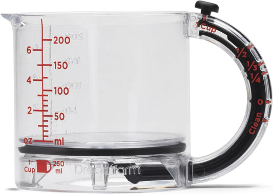Dreamfarm Upcup All-in-1 Adjustable Measuring Cup, Metric & Imperial Measurements up to 1 Cup - Black/Clear