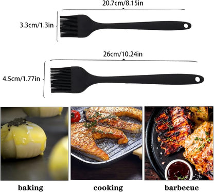 Silicone Basting Pastry Brushes Set, 2 Pcs Heat Resistant Kitchen Cooking Baking Brush for Oil Butter Sauce BBQ Grill, BPA Free, Dishwasher Safe, 8&10 inch