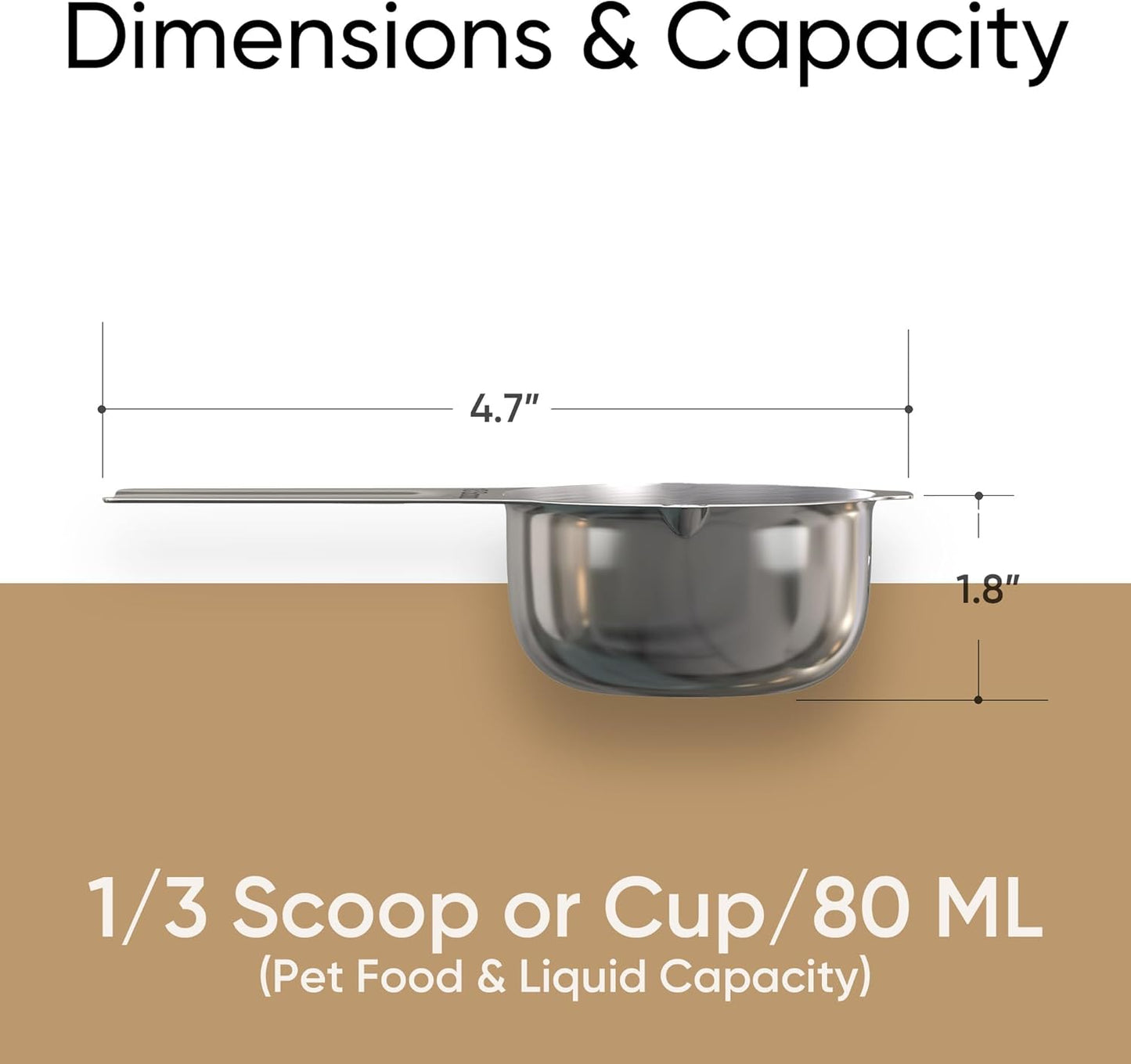 Color Up 2 Scoop (2 Cup / 480 ml) Stainless Steel Pet Food Measuring Scoop for Dogs, Cats, Rabbits & Birds – Dual Pour Spouts, Ergonomic Handle, Dishwasher Safe