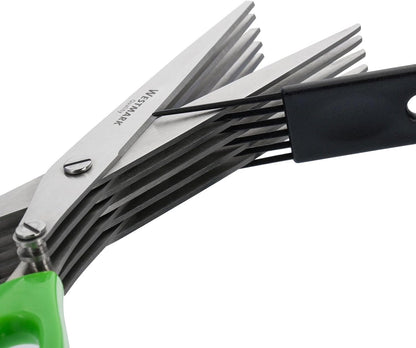 Westmark Germany Stainless Steel 5-Blade Herb Scissors with Cleaning Comb (Green)