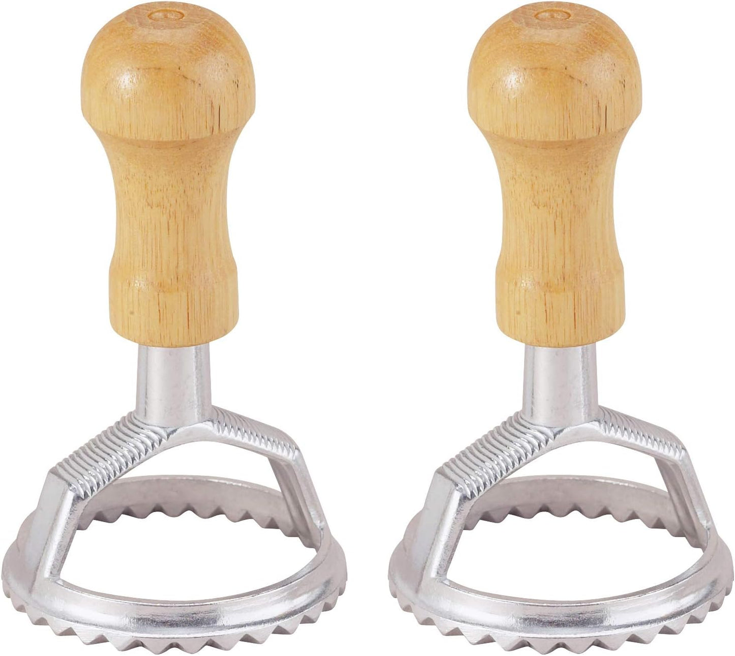 Fantes Ravioli Maker Stamp Set, Round Stamp with Wooden Handle and Fluted Edge, 2.5-Inch, The Italian Market Original since 1906