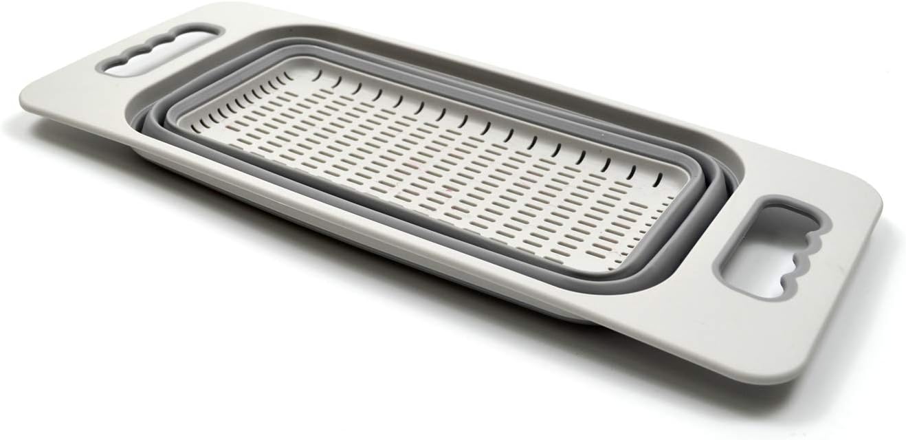 SAMMART 2.6L (0.68 gallon) Set of 2 Over The Sink Rectangular Colander (2, Grey)