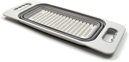 SAMMART 2.6L (0.68 gallon) Set of 2 Over The Sink Rectangular Colander (2, Grey)